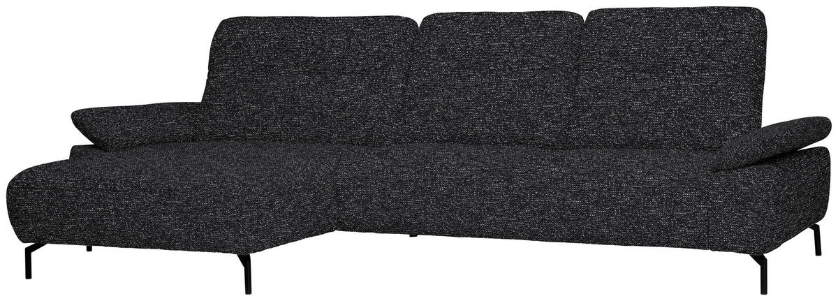 ECKSOFA in Chenille, Flachgewebe Schwarz  - Schwarz, Design, Textil/Metall (165/318cm) - Xora
