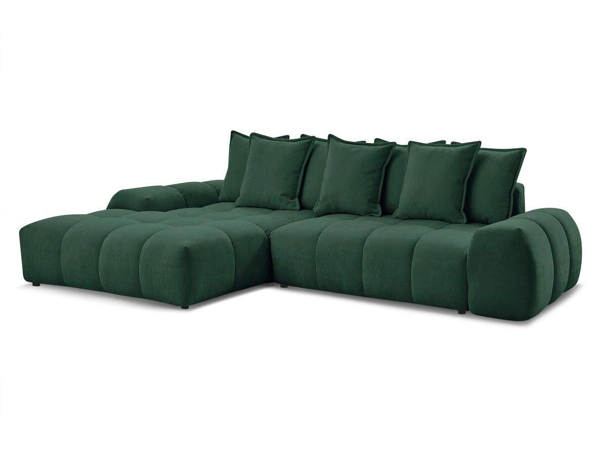 ECKSCHLAFSOFA EVEREST  mit Rücken echt, Armteil links, Armteil rechts Struktur Grün  - Schwarz/Grün, MODERN, Kunststoff/Textil (180/318cm) - Livetastic