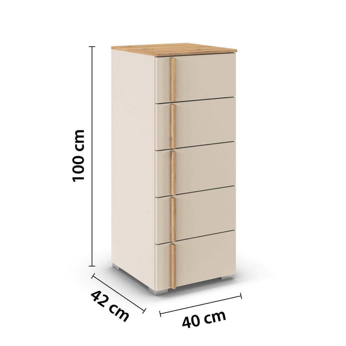 KOMMODE  in 40/100/42 cm  - Champagner/Alufarben, Design, Holz/Holzwerkstoff (40/100/42cm) - Stylife