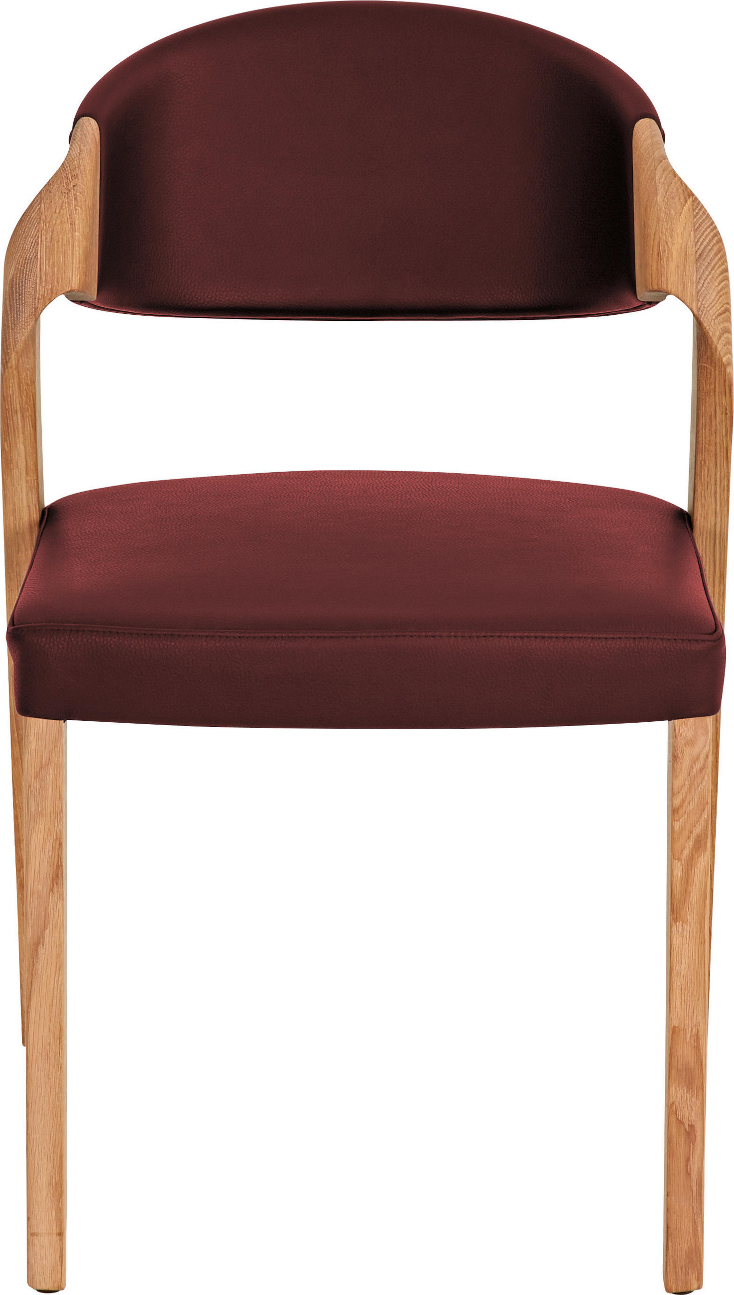 STUHL Echtleder Rot, Eichefarben Altholz, Eiche massiv  - Eichefarben/Rot, Natur, Leder/Holz (53/82/57cm) - Voglauer