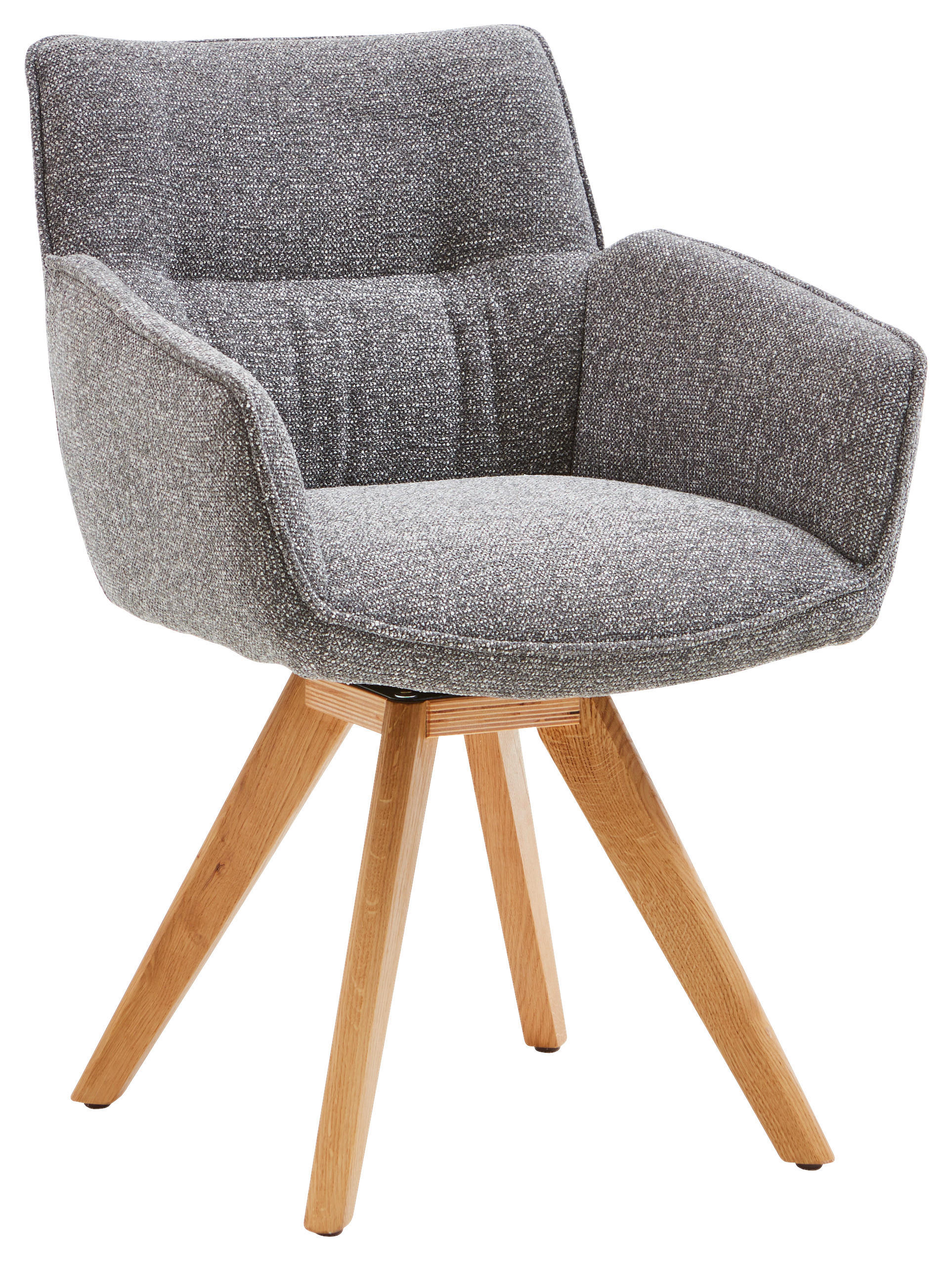 ARMLEHNSTUHL drehbar  in Webstoff  - Eichefarben/Grau, Design, Holz/Textil (60/83,5/65cm) - Valdera