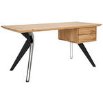 SCHREIBTISCH 160/70/75 cm  in Eichefarben  - Eichefarben/Schwarz, Natur, Holz/Metall (160/70/75cm) - Linea Natura