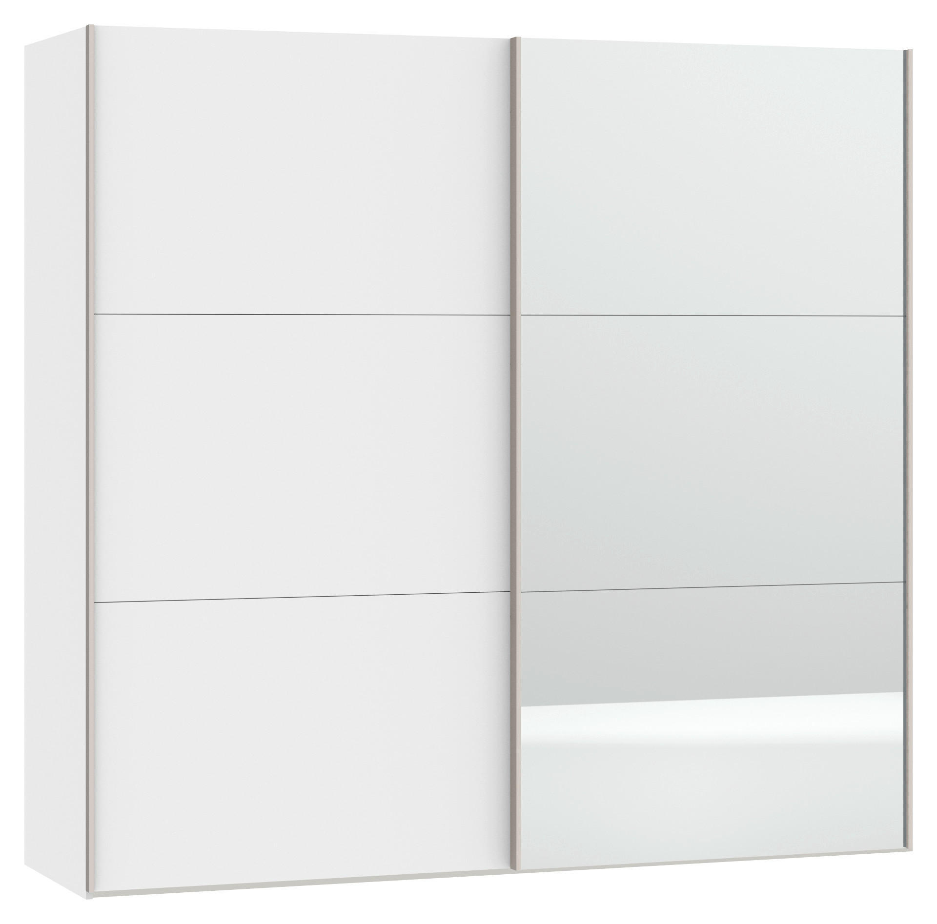 SCHWEBETÜRENSCHRANK 203/195/65 cm 2-türig Weiß  - Edelstahlfarben/Weiß, Design, Glas/Holzwerkstoff (203/195/65cm) - Boxxx
