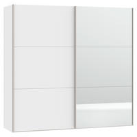 SCHWEBETÜRENSCHRANK  in Weiß  - Edelstahlfarben/Weiß, Design, Glas/Holzwerkstoff (203/195/65cm) - Boxxx