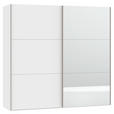 SCHWEBETÜRENSCHRANK  in Weiß  - Edelstahlfarben/Weiß, Design, Glas/Holzwerkstoff (203/195/65cm) - Carryhome