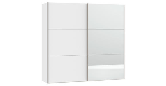 SCHWEBETÜRENSCHRANK in Weiß - Edelstahlfarben/Weiß, Design, Glas/Holzwerkstoff (203/195/65cm) - Carryhome