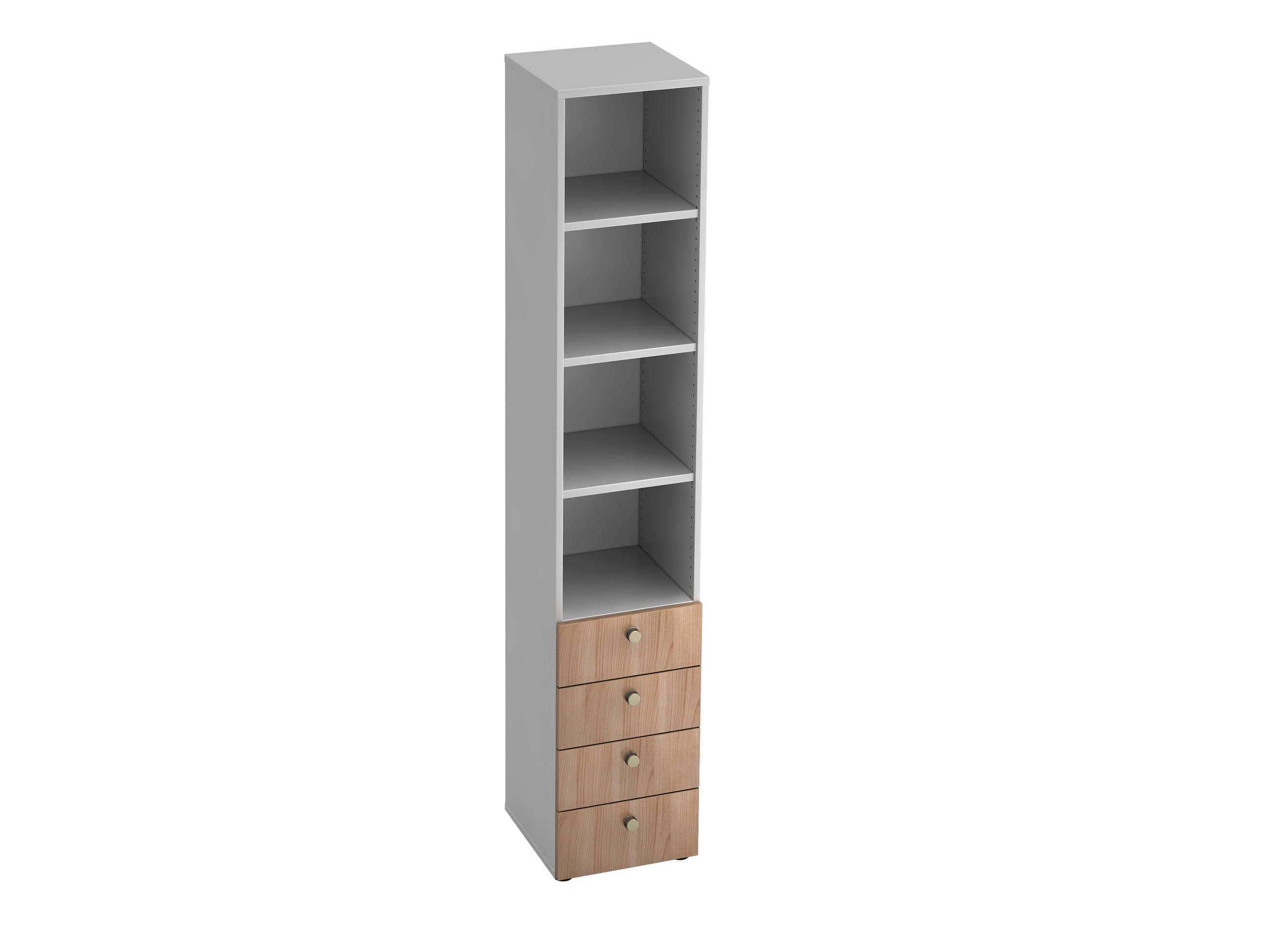REGAL Weiß, Nussbaumfarben  - Nussbaumfarben/Alufarben, KONVENTIONELL, Holzwerkstoff/Metall (40/215,6/42cm) - Venda