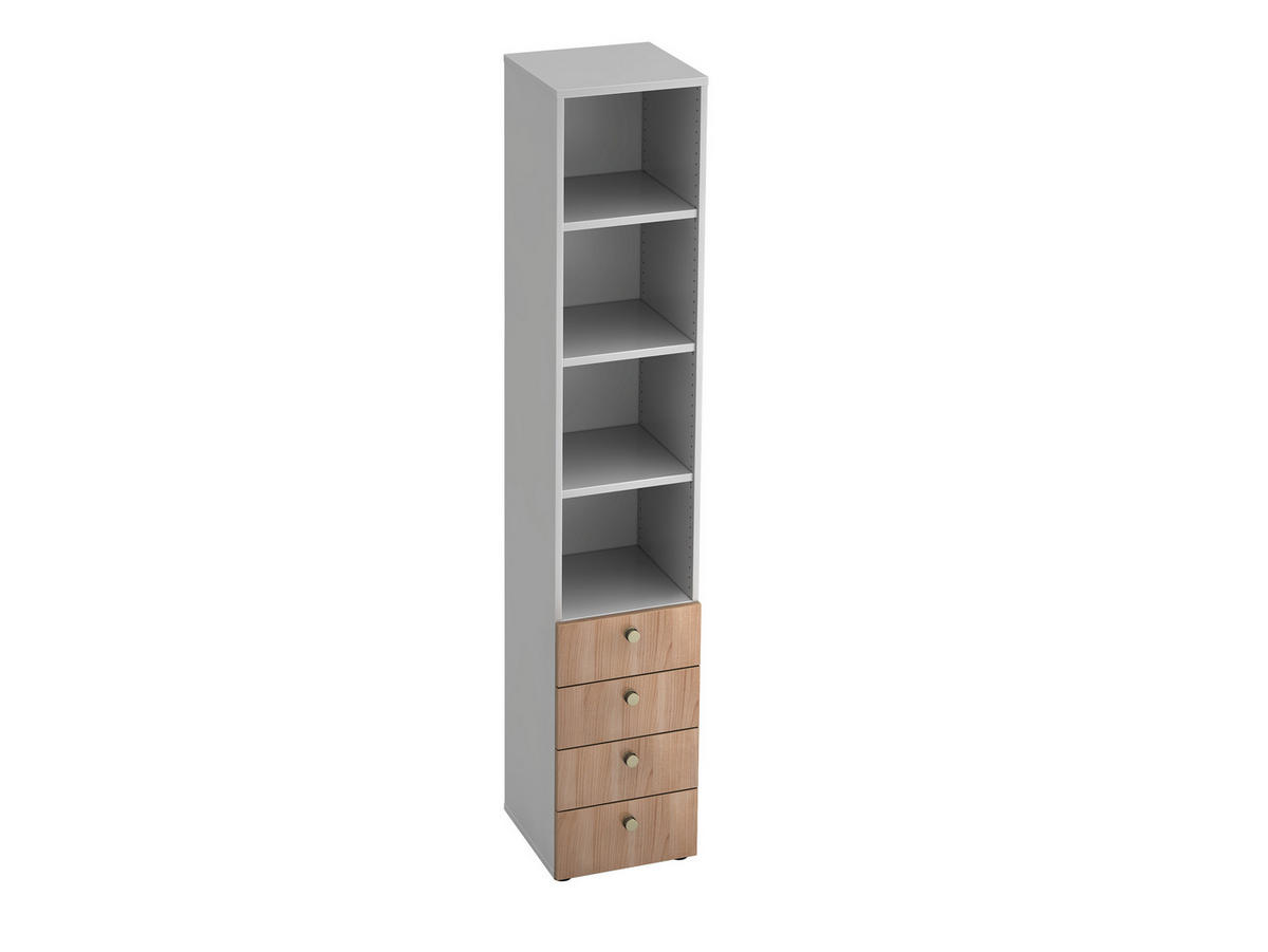 REGAL  40/215,6/42 cm Weiß, Nussbaumfarben  - Nussbaumfarben/Alufarben, KONVENTIONELL, Holzwerkstoff/Metall (40/215,6/42cm) - Venda