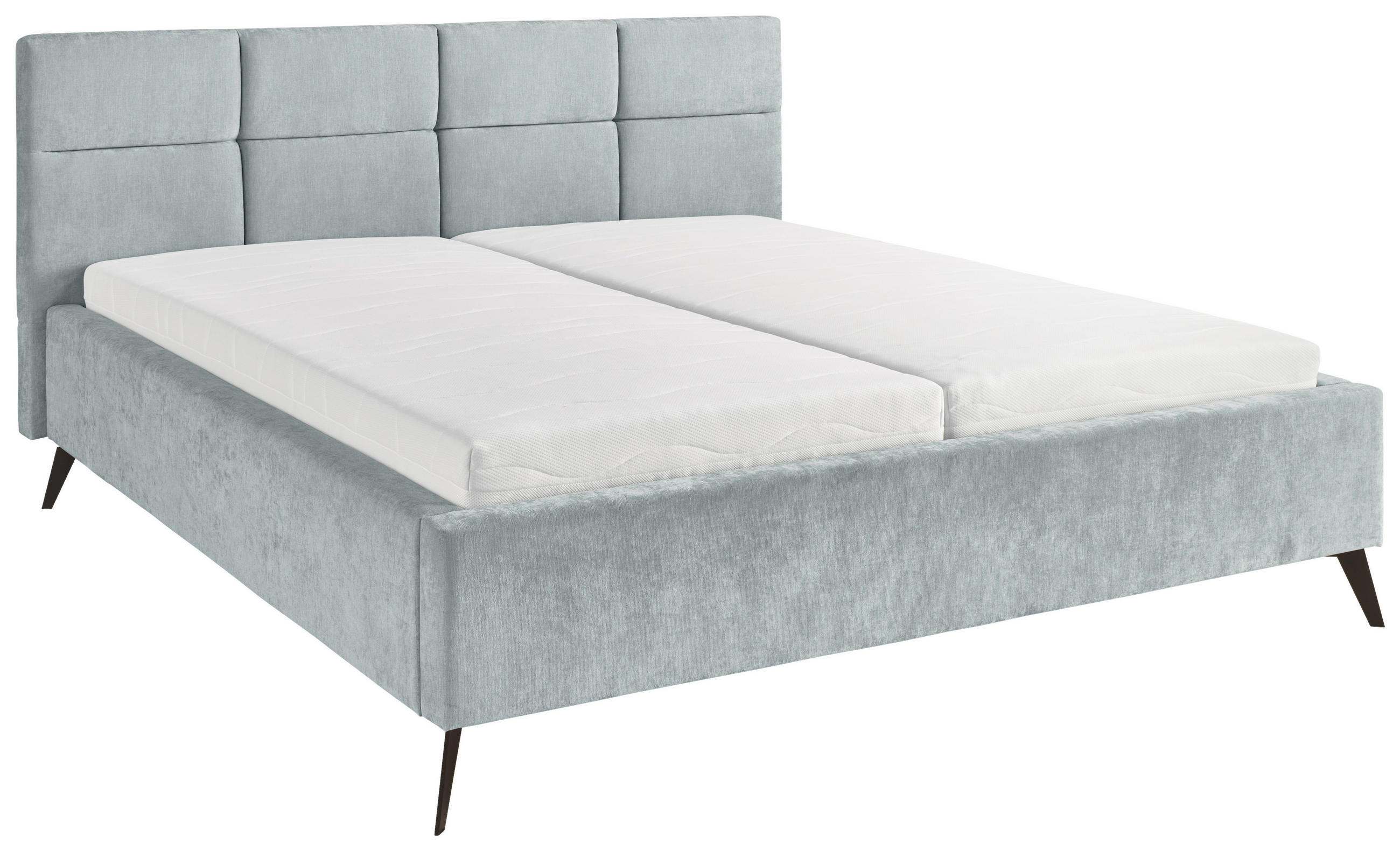 POLSTERBETT 180/200 cm,  in Hellblau,  - Schwarz/Hellblau, KONVENTIONELL, Textil/Metall (180/200cm) - SetOne by Musterring