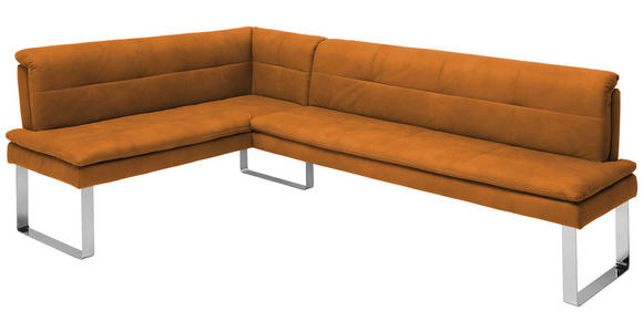 ECKBANK 154/213 cm in Gelb, Chromfarben - Chromfarben/Gelb, Design, Textil/Metall (154/213cm) - Novel