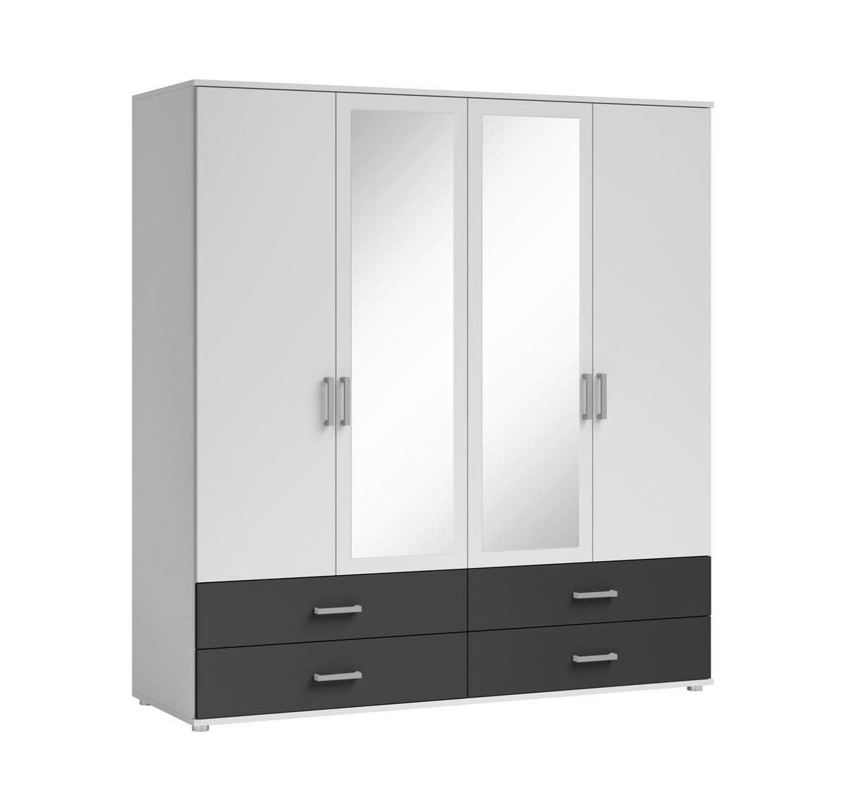KLEIDERSCHRANK  in Graphitfarben, Weiß  - Alufarben/Graphitfarben, KONVENTIONELL, Glas/Holzwerkstoff (180/190/51cm) - Carryhome