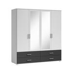 KLEIDERSCHRANK  in Graphitfarben, Weiß  - Alufarben/Graphitfarben, KONVENTIONELL, Glas/Holzwerkstoff (180/190/51cm) - Carryhome