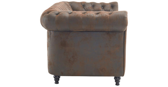 CHESTERFIELD-SOFA Lederlook, Mikrofaser Braun, Schwarz - Schwarz/Braun, Trend, Holz/Textil (165/73/87cm) - Xora