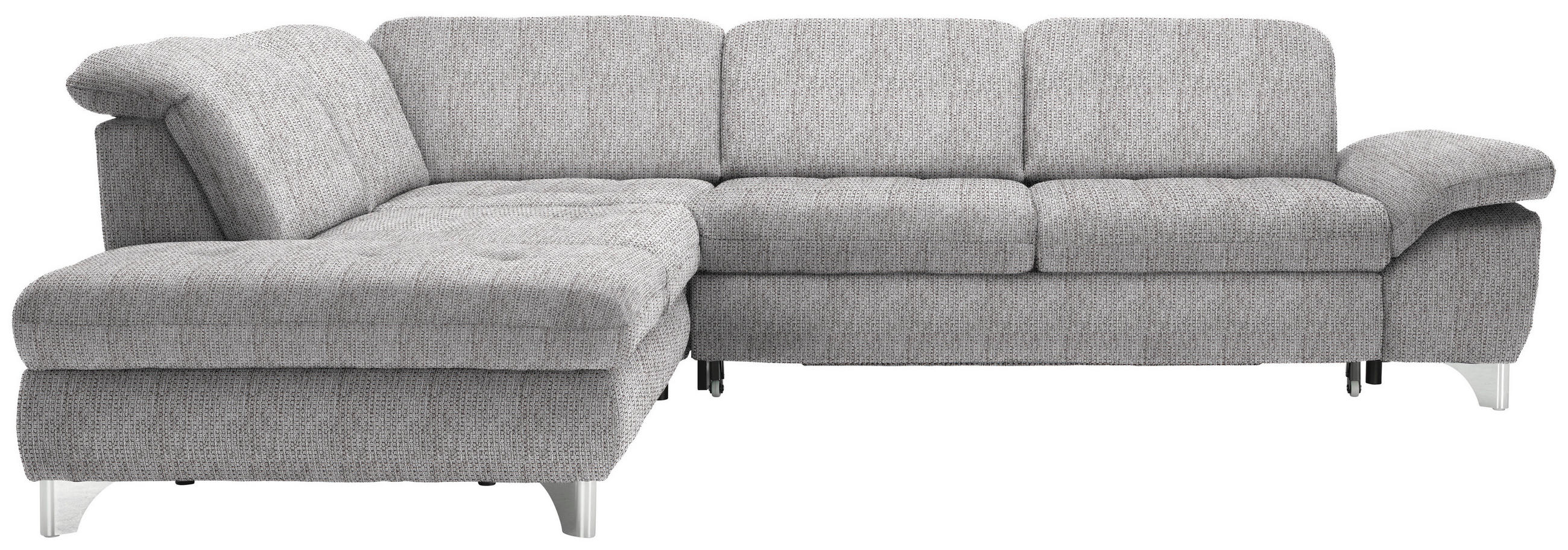 ECKSOFA Hellbraun Webstoff  - Hellbraun/Alufarben, Design, Textil/Metall (260/319cm) - Beldomo Style