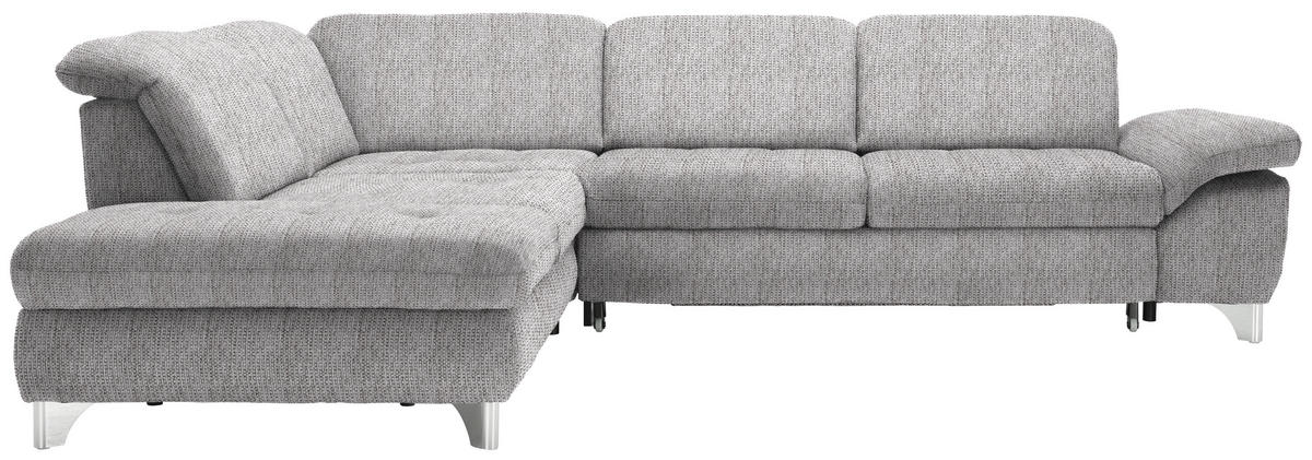 ECKSOFA in Webstoff Hellbraun  - Hellbraun/Alufarben, Design, Textil/Metall (260/319cm) - Beldomo Style