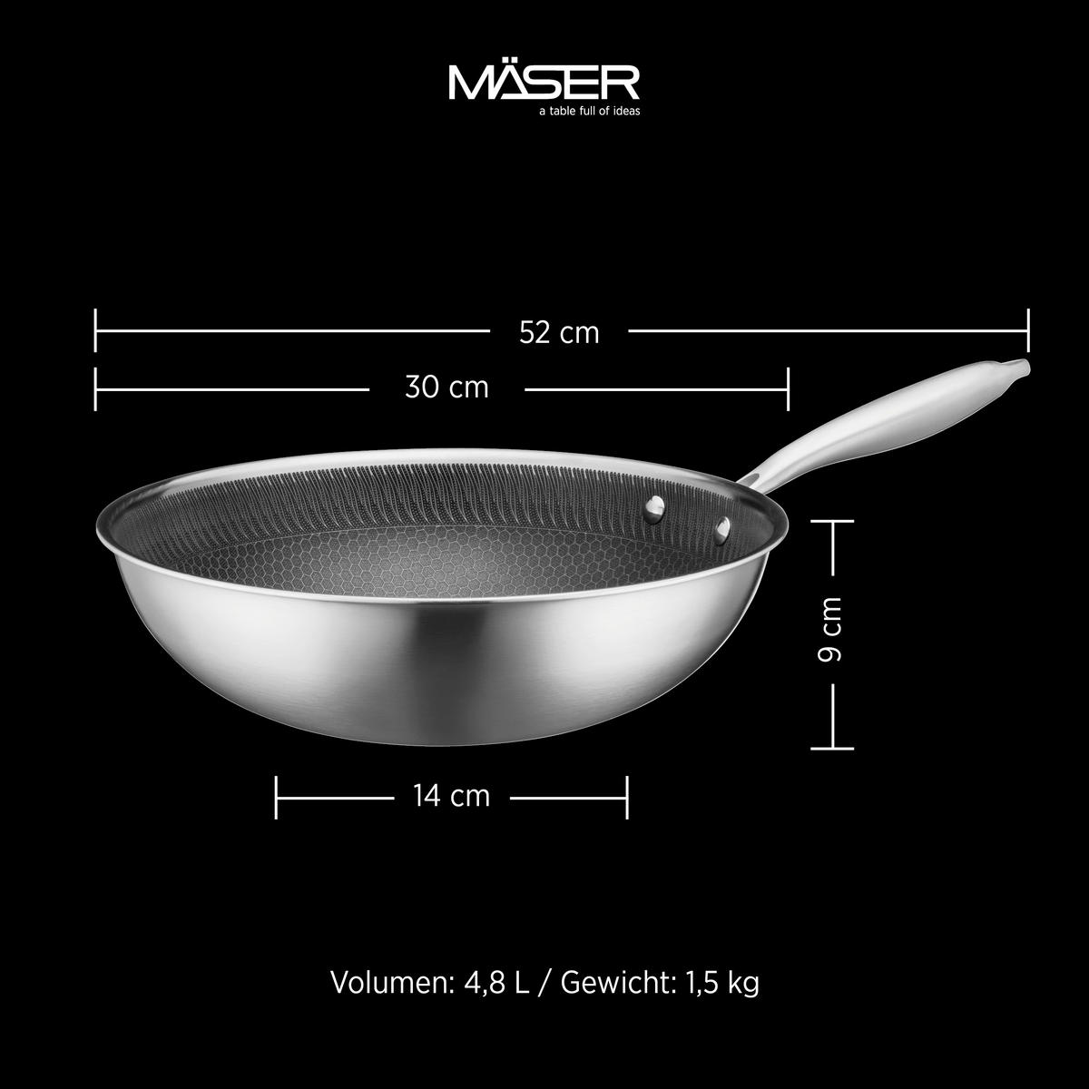 WOK HESTIA KERAMIK Keramikbeschichtung  - Silberfarben/Schwarz, Basics, Metall (30/9cm) - Mäser
