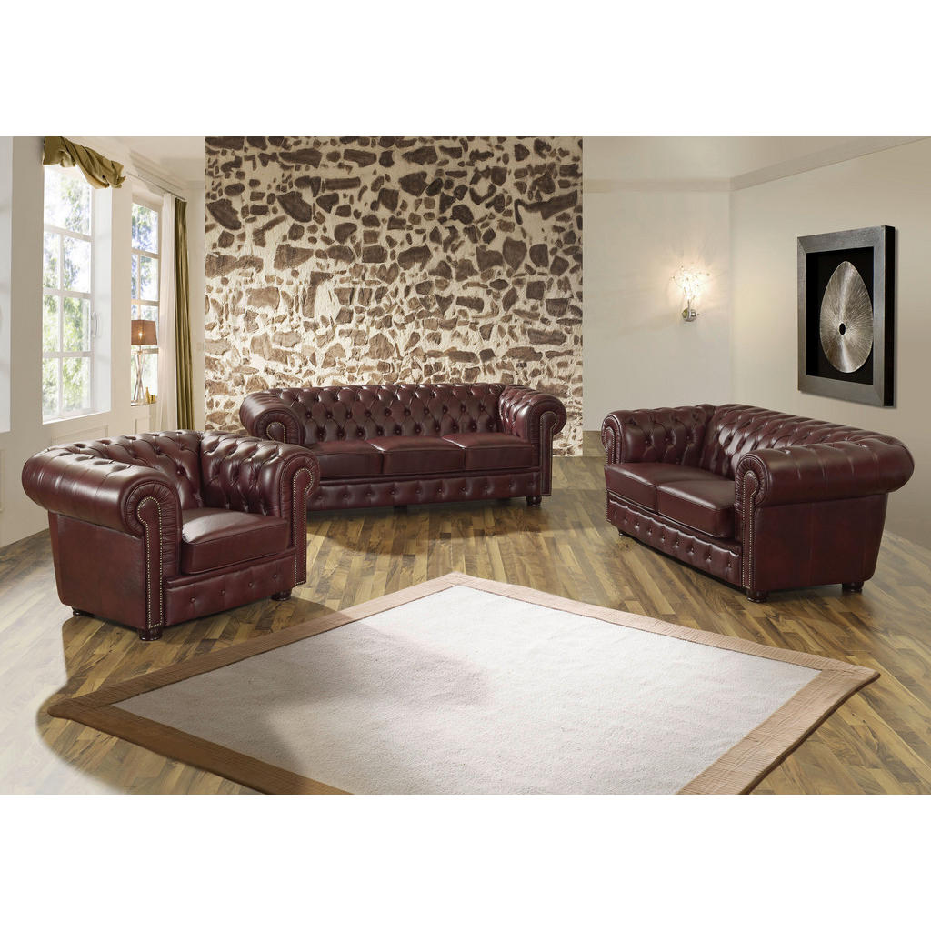 Thumbnail - Max Winzer Sitzgarnitur, Braun, Leder, 3-teilig, Echtleder, Rindleder, Goldenes M, Made in Europe, Wohnzimmer, Sofas & C...
