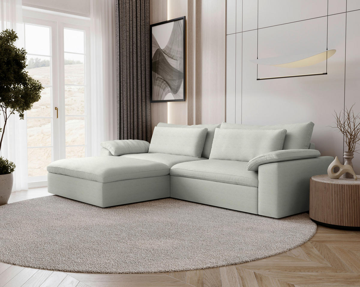 ECKSOFA  Chenille Naturfarben  - Schwarz/Naturfarben, Modern, Kunststoff/Textil (198/306cm) - Carryhome