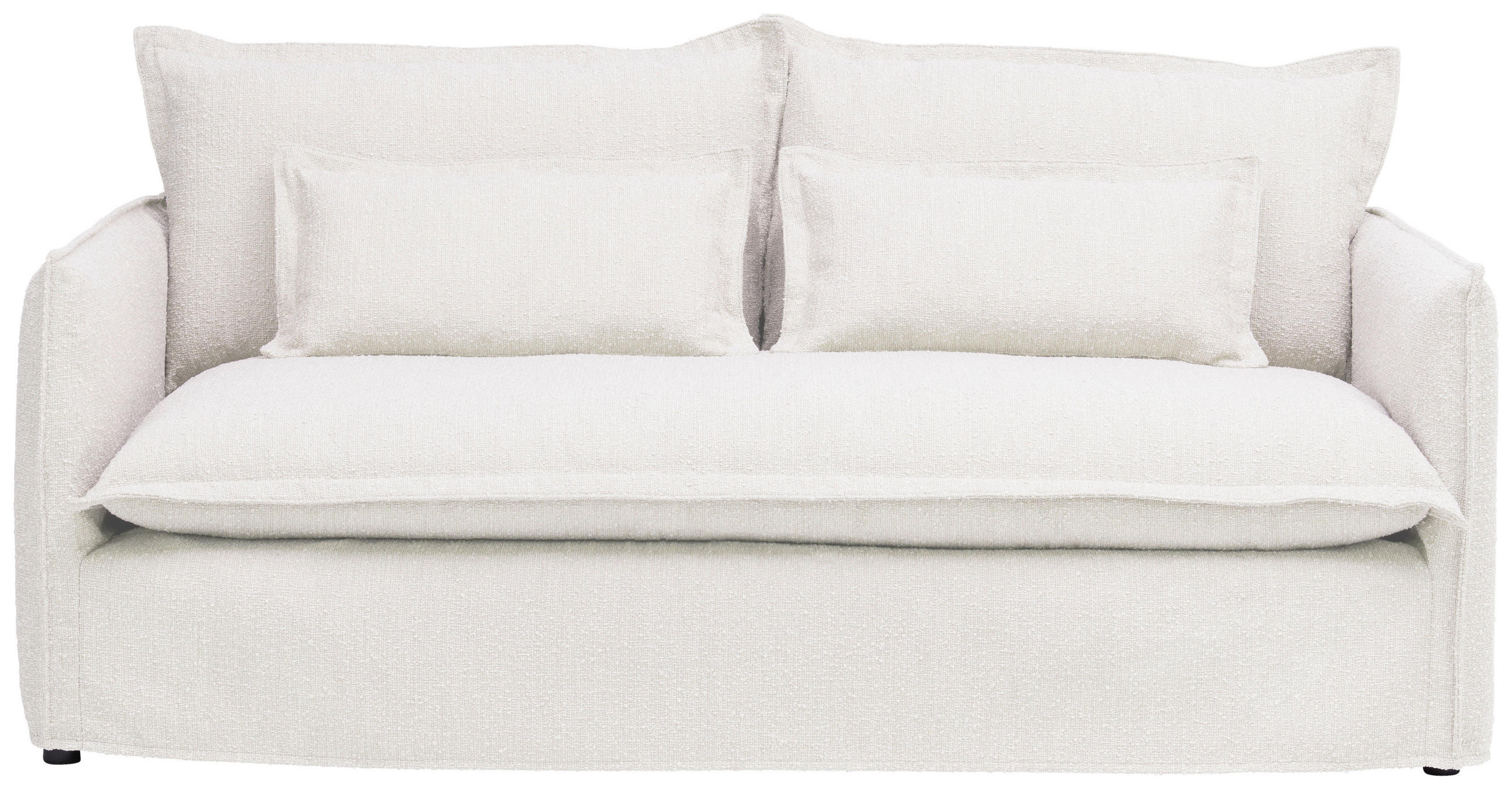 HUSSEN-SOFA in Flachgewebe, Bouclé Weiss - Weiss, Trend, Textil/Metall (195/82/98cm) - Livetastic