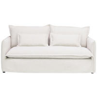 HUSSEN-SOFA in Flachgewebe, Bouclé Weiss  - Weiss, Trend, Textil/Metall (195/82/98cm) - Livetastic