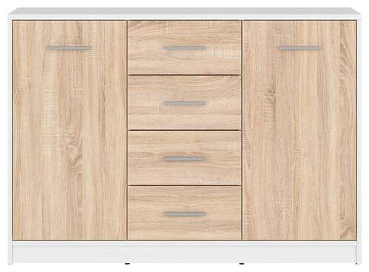 KOMMODE  in 118,5/84/34 cm  - Silberfarben/Schwarz, Design, Holzwerkstoff/Kunststoff (118,5/84/34cm)