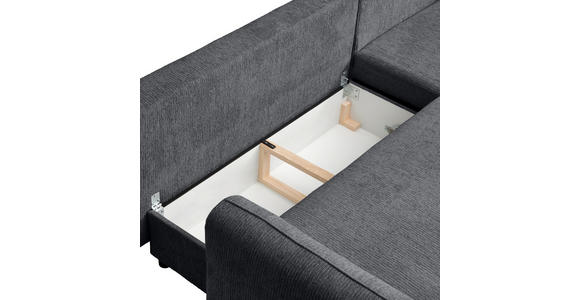 ECKSOFA in Struktur Grau  - Schwarz/Grau, KONVENTIONELL, Holz/Textil (247/170cm) - Carryhome