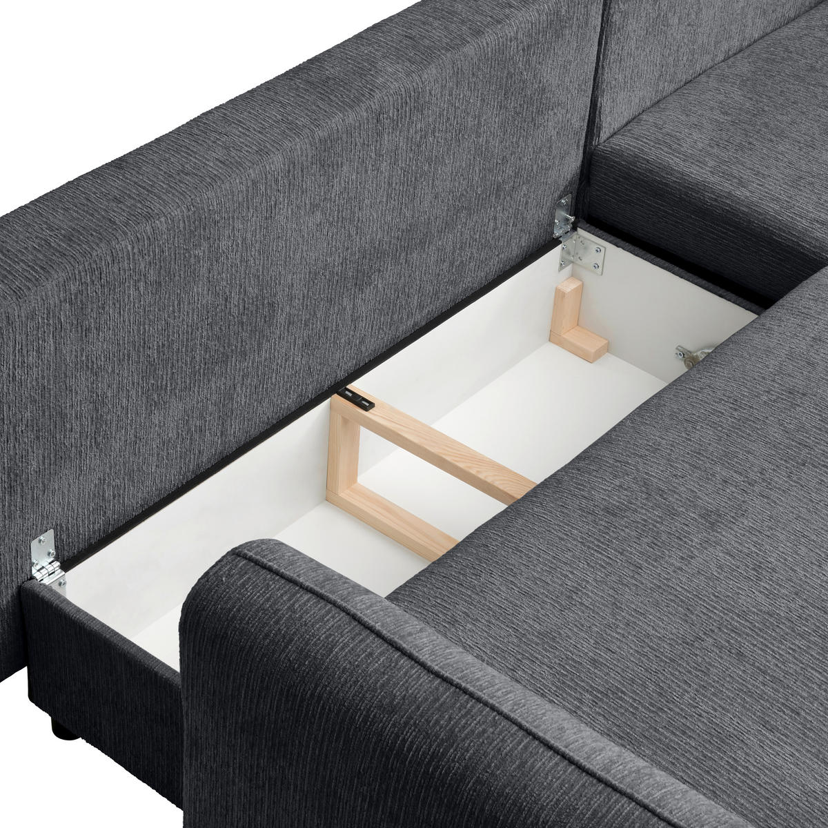 ECKSOFA in Struktur Grau  - Schwarz/Grau, Konventionell, Holz/Textil (247/170cm) - Carryhome