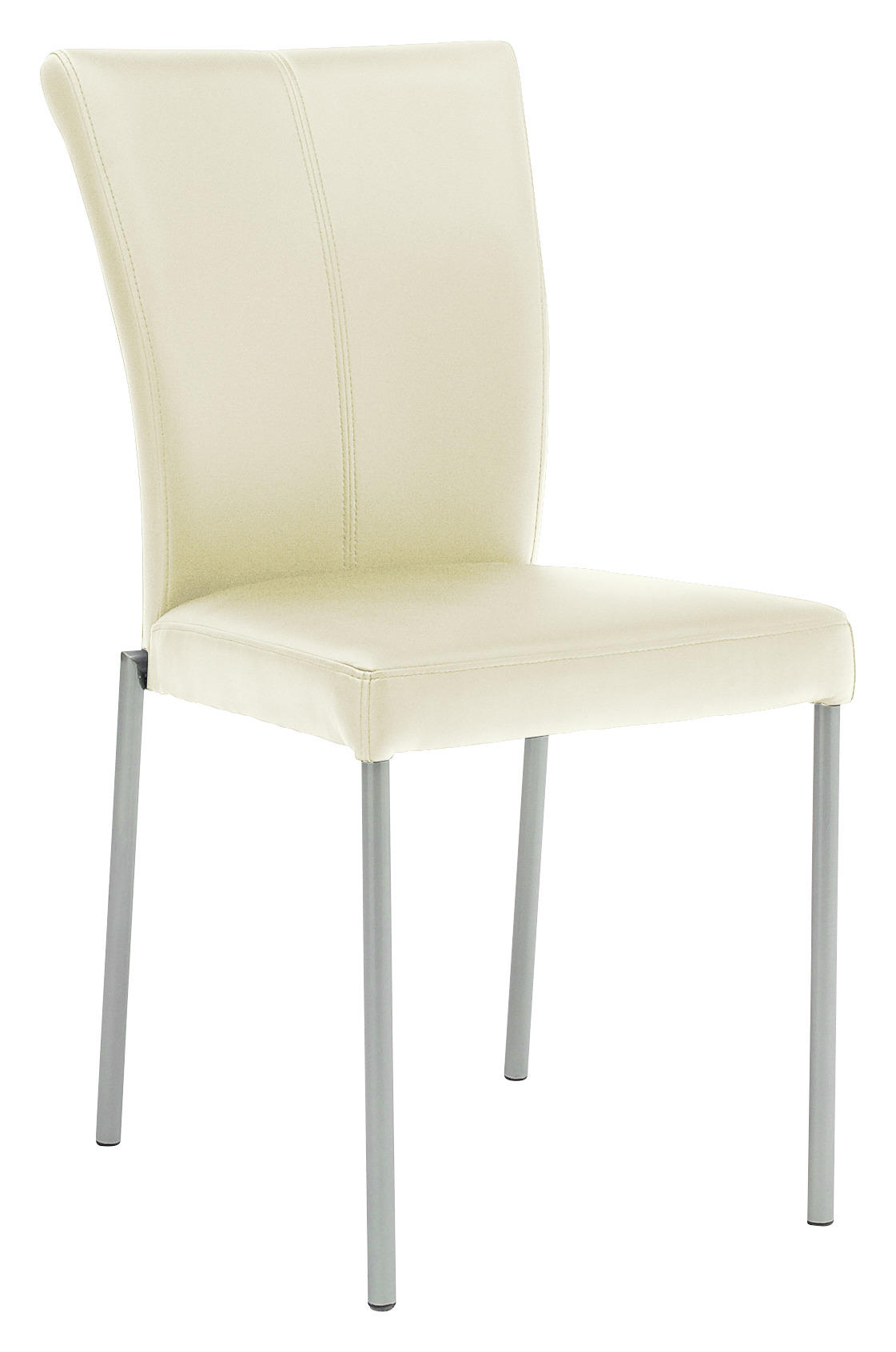 Stuhl in Metall, Textil Creme, Edelstahlfarben