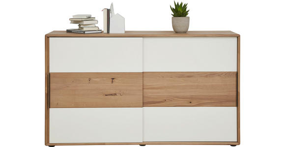 KOMMODE , 164/95,8/44,2 cm,  - Eichefarben/Magnolie, Design, Glas/Holz (164/95,8/44,2cm) - Valnatura