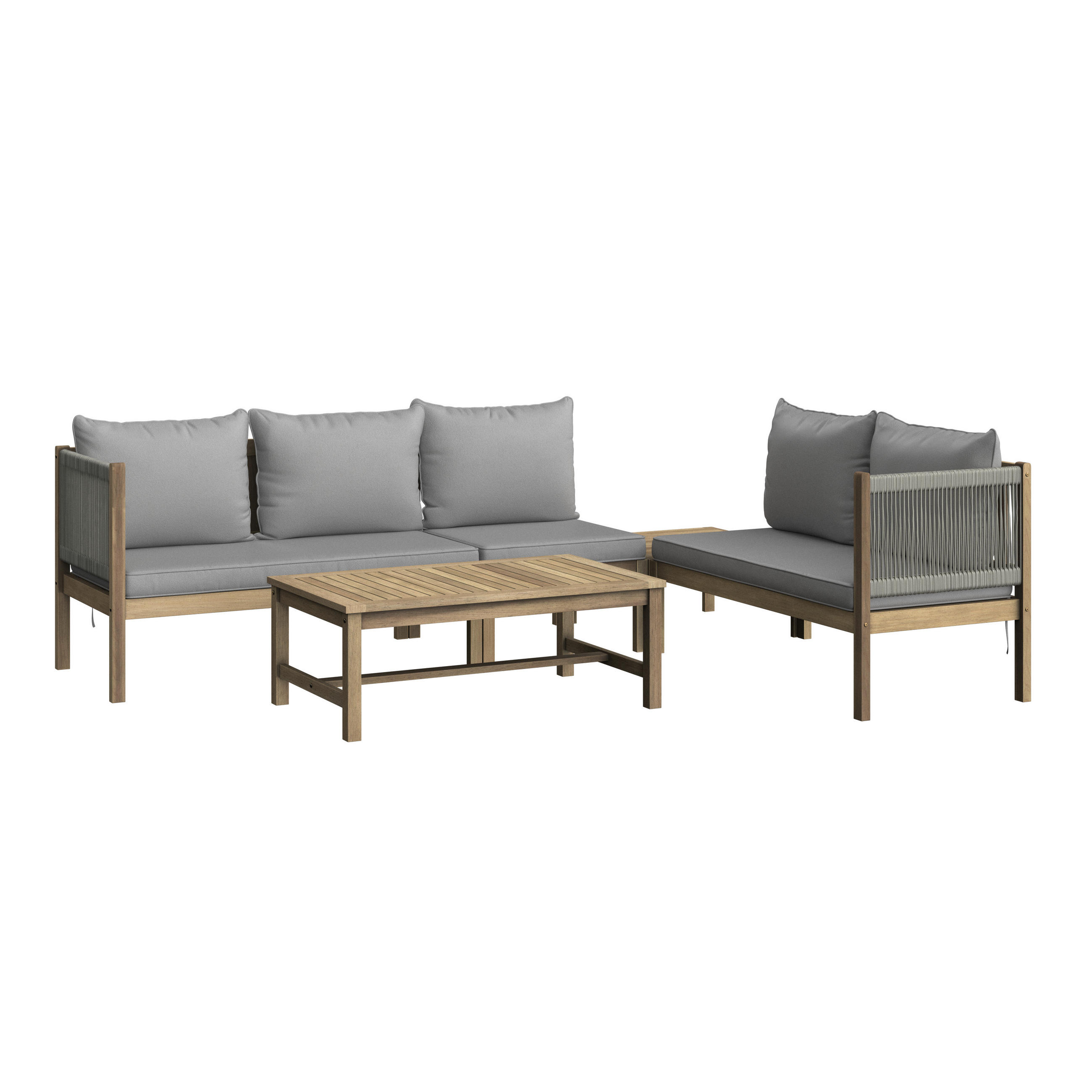 LOUNGEGARNITUR Akazie vollmassiv  - Anthrazit/Teakfarben, MODERN, Holz/Kunststoff - Ambia Garden