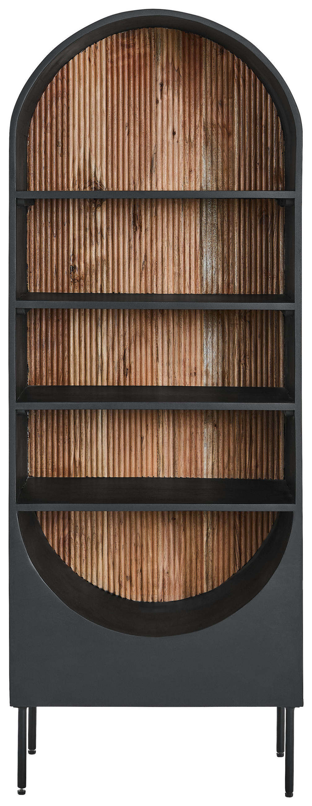 VITRINE  in massiv Akazie Naturfarben, Schwarz  - Schwarz/Naturfarben, KONVENTIONELL, Holz/Metall (63/170/40cm) - Livetastic