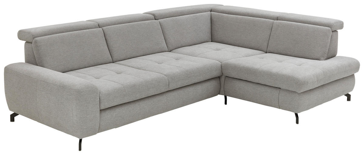ECKSOFA Hellgrau Chenille  - Hellgrau/Schwarz, Design, Textil/Metall (310/220cm) - Beldomo Style