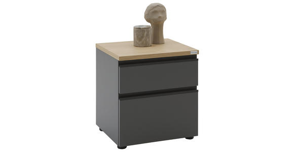 NACHTSCHRANK 45/46/41 cm furniert  - Eichefarben/Anthrazit, Design, Holzwerkstoff/Kunststoff (45/46/41cm) - Dieter Knoll