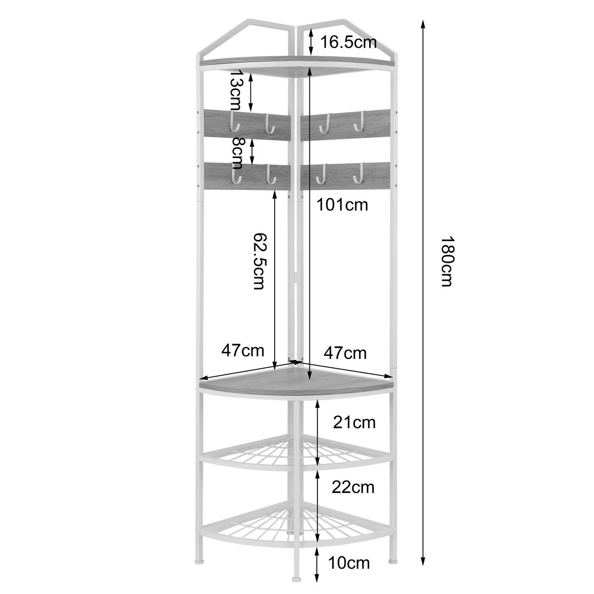 GARDEROBE  in 46/180/46 cm  - Eichefarben/Weiß, Design, Holzwerkstoff/Metall (46/180/46cm) - MID.YOU