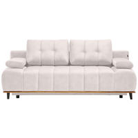 SCHLAFSOFA  mit Stoffauswahl, Rücken echt Webstoff Creme  - Creme/Schwarz, Design, Holz/Textil (206/77-87/102cm) - Novel