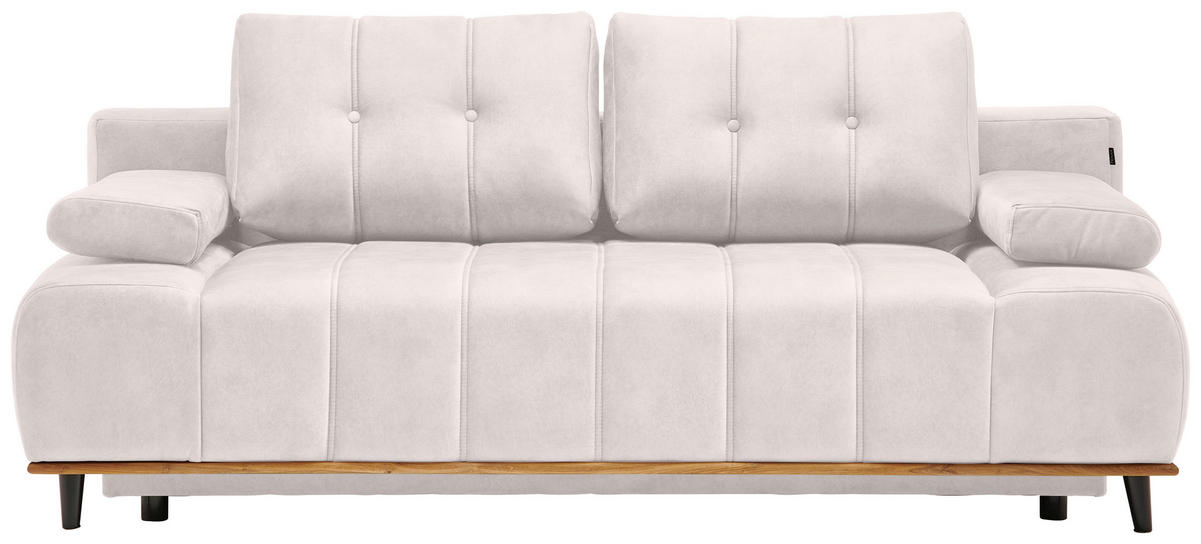 SCHLAFSOFA  mit Stoffauswahl, Rücken echt Webstoff Creme  - Creme/Schwarz, Design, Holz/Textil (206/77-87/102cm) - Novel