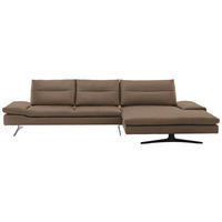 ECKSOFA in Echtleder Hellbraun  - Hellbraun/Schwarz, Modern, Leder/Metall (342/158cm) - Chilliano