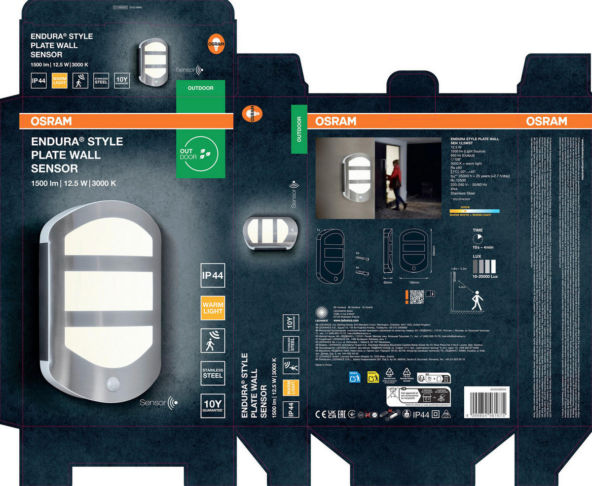 LED-AUßENLEUCHTE 6/18/28,3 cm   - Edelstahlfarben, Basics, Kunststoff/Metall (6/18/28,3cm) - Osram