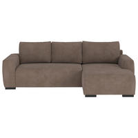 ECKSOFA  in Mikrofaser Taupe  - Taupe/Schwarz, Trend, Kunststoff/Textil (252/170cm) - MID.YOU