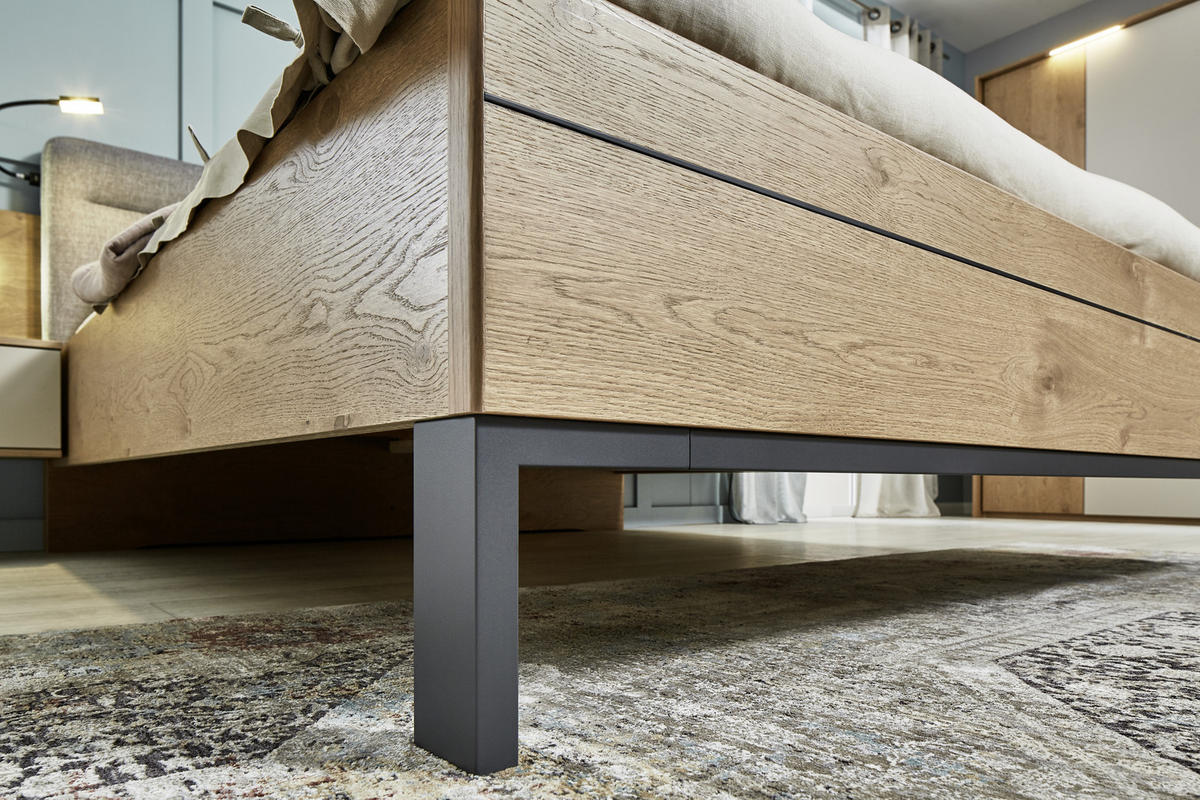 BETTANLAGE 180/200 cm  in Anthrazit, Grau, Taupe, Eichefarben   - Taupe/Eichefarben, Konventionell, Holzwerkstoff/Textil (180/200cm) - Dieter Knoll