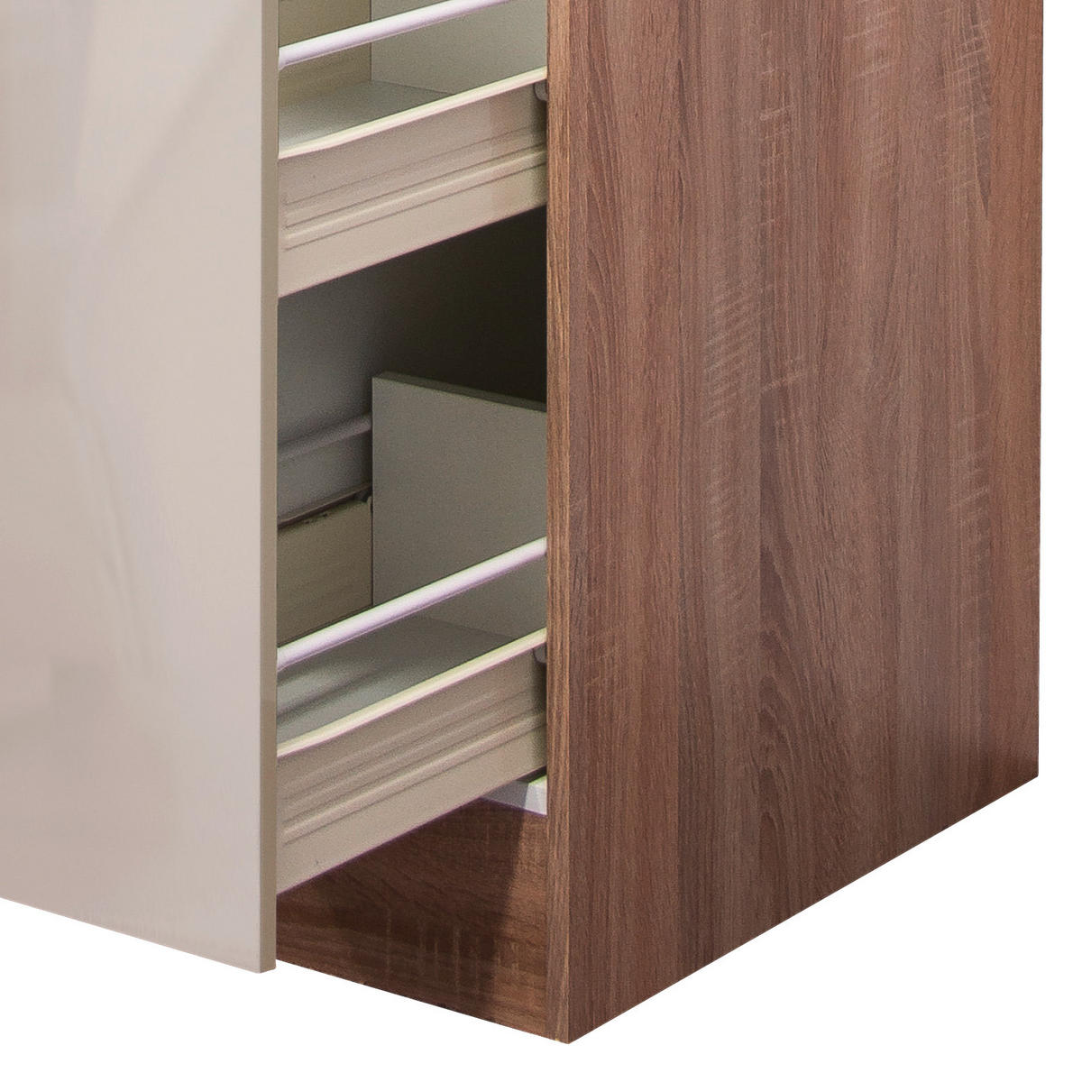 MID.YOU Apothekerschrank in Beige & Eichefarben