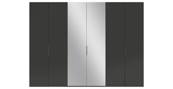 DREHTÜRENSCHRANK 300/223/62 cm 6-türig Anthrazit - Anthrazit/Schwarz, KONVENTIONELL, Glas/Holzwerkstoff (300/223/62cm) - Novel