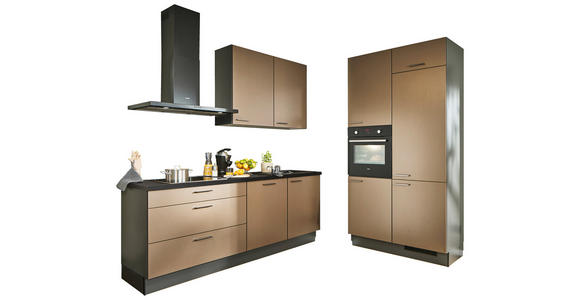 ECKKÜCHE 220/120 cm in Graphitfarben, Schwarz, Bronzefarben - Chromfarben/Schwarz, Design, Holzwerkstoff/Metall (220/120cm) - Xora