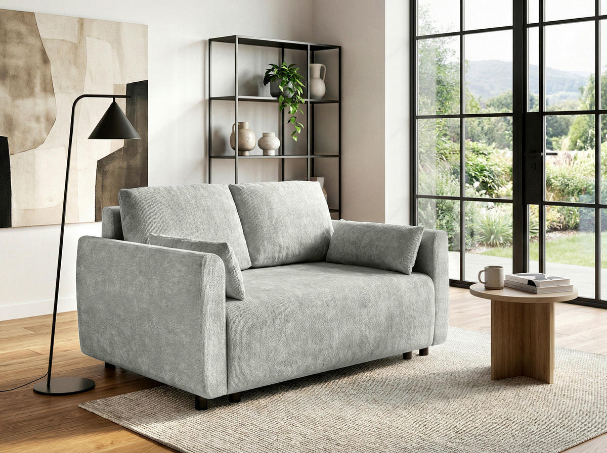 SCHLAFSOFA Chenille Silberfarben  - Silberfarben/Schwarz, KONVENTIONELL, Kunststoff/Textil (161/90/108cm) - Carryhome