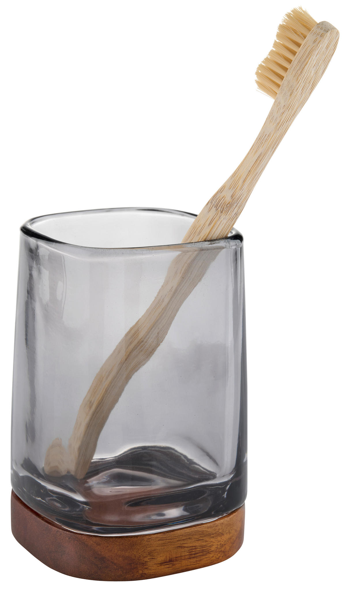 FOGKEFETARTÓ POHÁR fa, Üveg  - akácia színű/szürke, Basics, Üveg/fa (7,5/11/7,5cm) - Homeware