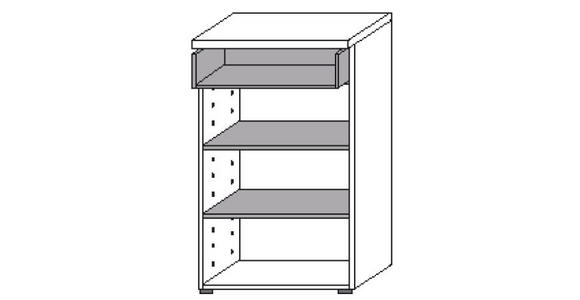 SCHUHSCHRANK 60/100/35 cm - Eichefarben/Silberfarben, Design, Holz/Holzwerkstoff (60/100/35cm) - Moderano