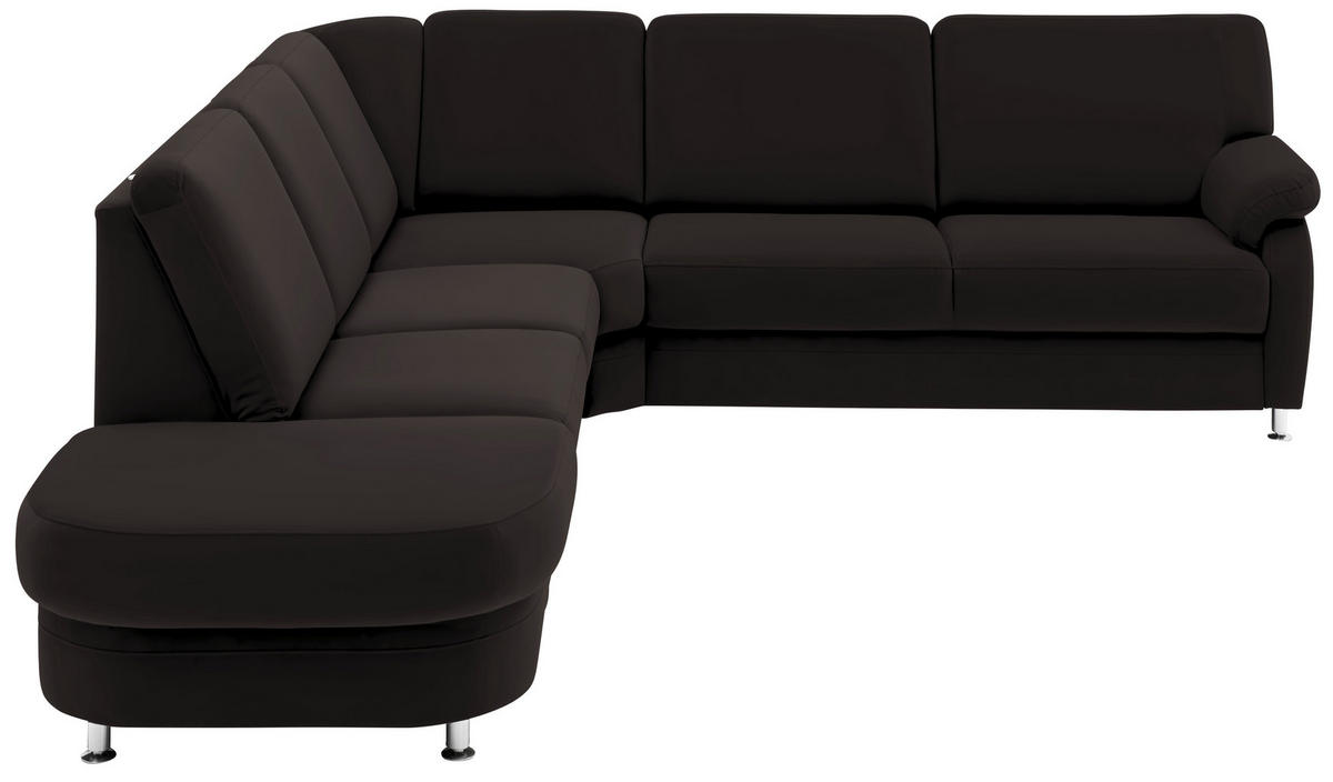 ECKSOFA  in Flachgewebe Dunkelbraun  287/269 cm  - Dunkelbraun/Alufarben, KONVENTIONELL, Textil/Metall (287/269cm) - Beldomo System