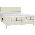 BOXSPRINGBETT 180/200 cm  in Creme  - Eichefarben/Creme, KONVENTIONELL, Holz/Textil (180/200cm) - Voleo