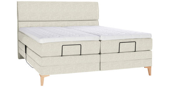 BOXSPRINGBETT 180/200 cm  in Creme  - Eichefarben/Creme, KONVENTIONELL, Holz/Textil (180/200cm) - Voleo