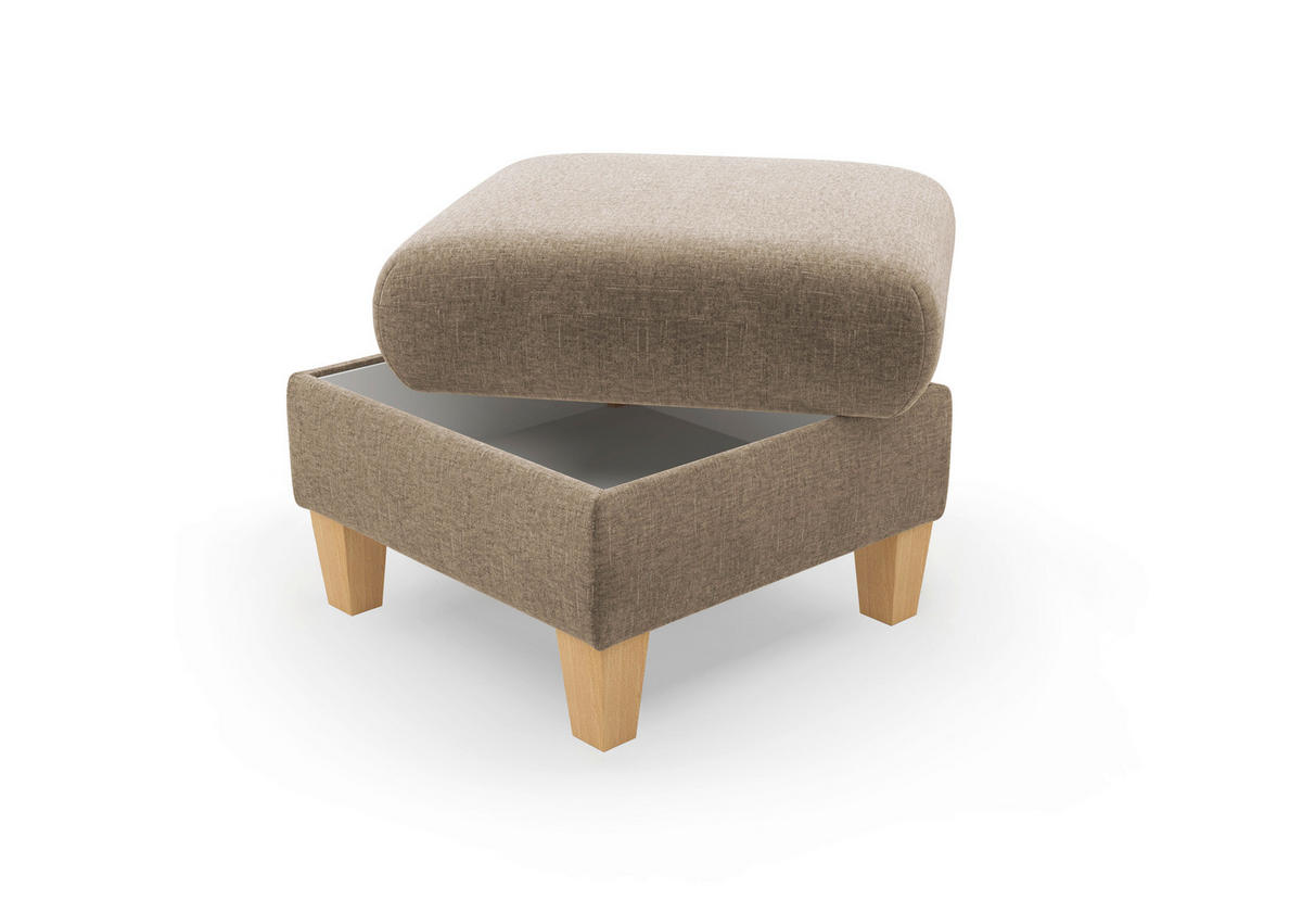 HOCKER Flachgewebe Hellbraun  - Hellbraun/Eichefarben, KONVENTIONELL, Holz/Textil (58/47/58cm) - Sit & More